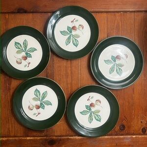 Vintage Green Botanical cake plat Set 5